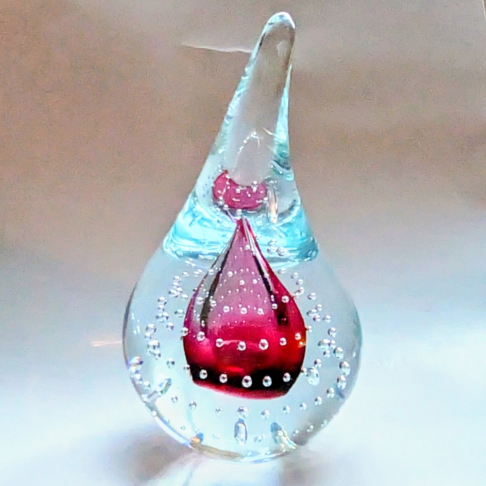 Signed Vintage Adam Jablonski Polish Art Glass Paperweight